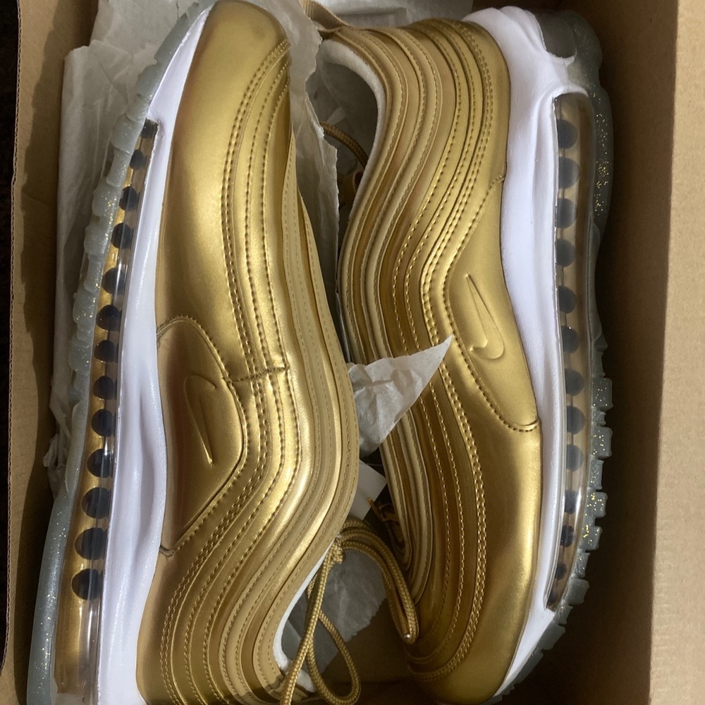 Nike Airmax 97 gold and white Womens Sneakers